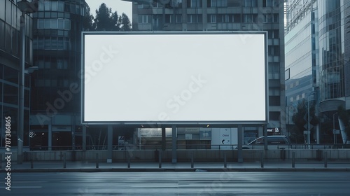 big blank billboard twin fabric canvas white screen with frame and copy space in city side road blank ad mockup for business advertising banner outdoor in metropolis : Generative AI