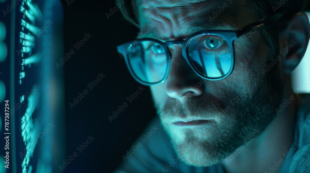 A Man Concentrating on Computer Work A Man Concentrating on Computer Work