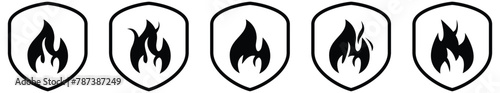 Shield fireproof icon. fire protection symbol. Shield protector, secure, protect, scutum, safeguard, vector illustration photo