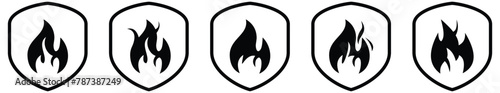 Shield fireproof icon. fire protection symbol. Shield protector, secure, protect, scutum, safeguard, vector illustration