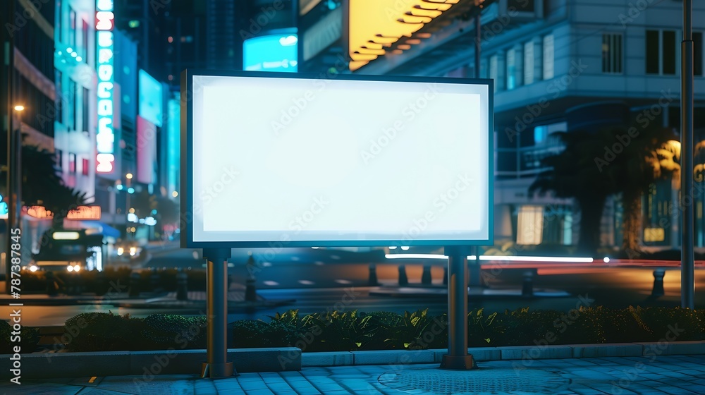 Empty outdoor digital signage light box Ideal for digital advertisement information board mall ads video wall billboard large posters for campaigns and mockups : Generative AI Empty outdoor digital signage light box Ideal for digital advertisement information board mall ads video wall billboard large posters for campaigns and mockups : Generative AI