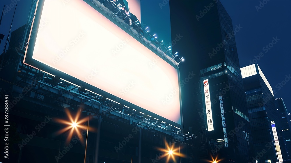 billboard screen at night MOCKUP : Generative AI billboard screen at night MOCKUP : Generative AI