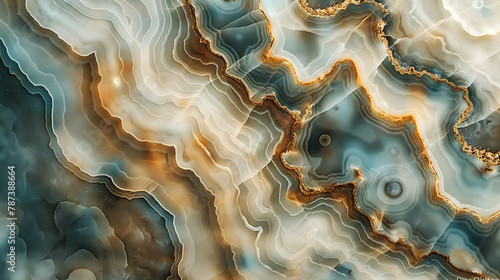 Abstract Artistic Marbling Design with Golden Accents