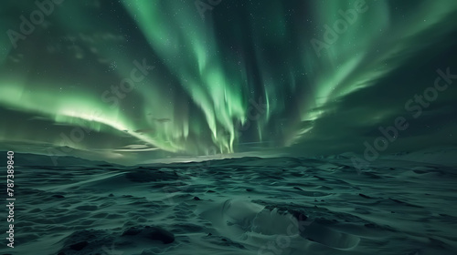 The Northern Lights shine in the Arctic wilderness