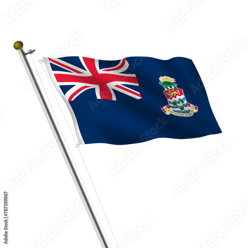A Cayman Islands Flagpole 3d illustration on white with clipping path
