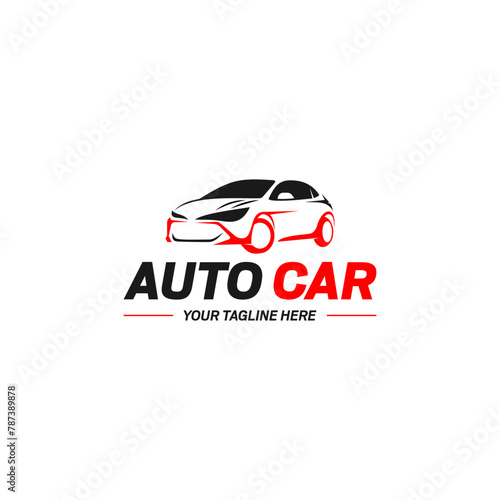 Sports car logo design with concept sports vehicle icon silhouette on dark blue background. Suitable for your design need, logo, illustration, animation, etc.