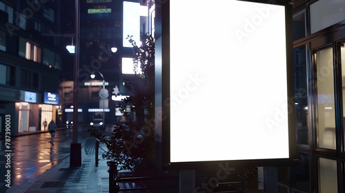Mockup image of Blank billboard white screen posters and led outside storefront for advertising : Generative AI