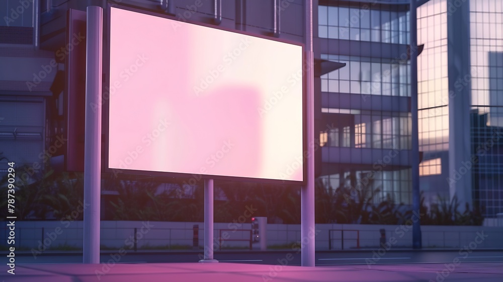 Advertising billboard mockup in front of the office building : Generative AI Advertising billboard mockup in front of the office building : Generative AI