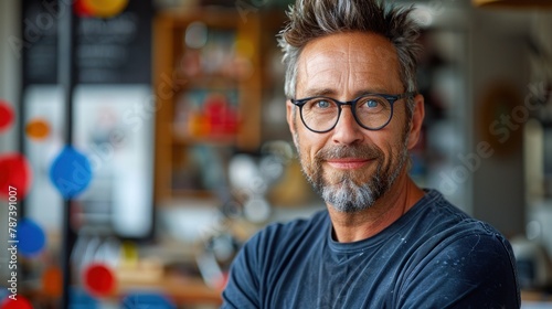 Smiling Man With Beard and Glasses