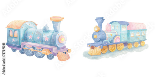 cute train watercolour vector illustration