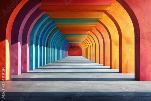 Colorful Hallway With Arches