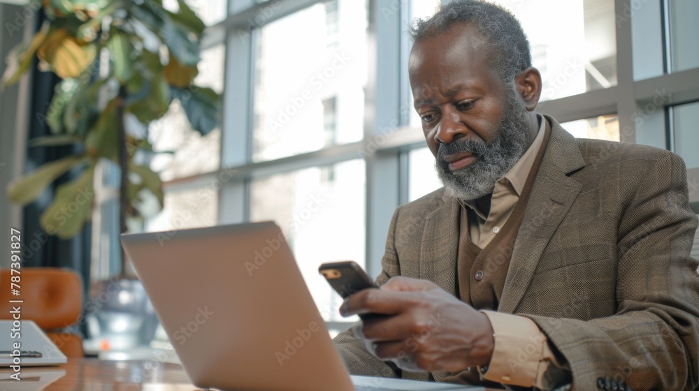 A Senior Executive Multitasking A Senior Executive Multitasking