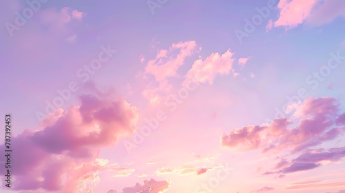 Pastel colored sky at sunset in spring