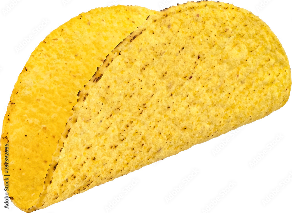 Empty corn taco shell isolated Empty corn taco shell isolated