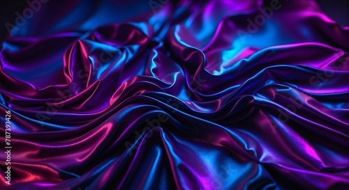 Textured background of silk purple fabric