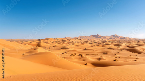 Sandy Desert Sand Dunes Under a clear blue sky