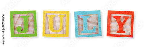 July concept with wood blocks