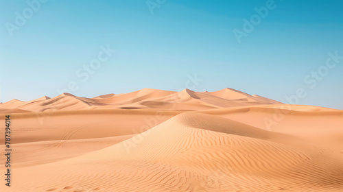 Sandy Desert Sand Dunes Under a clear blue sky
