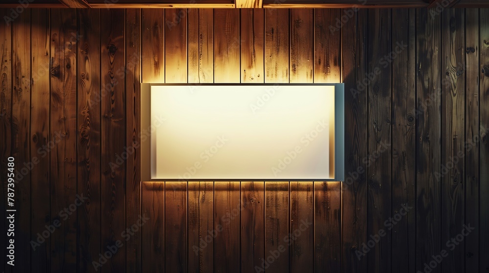 Blank billboard on the wood wall : Generative AI Blank billboard on the wood wall : Generative AI