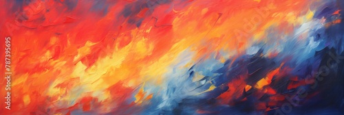 Abstract Painting With Bold Red And Blue Strokes. Abstract Artistic Flame Background. Generative AI