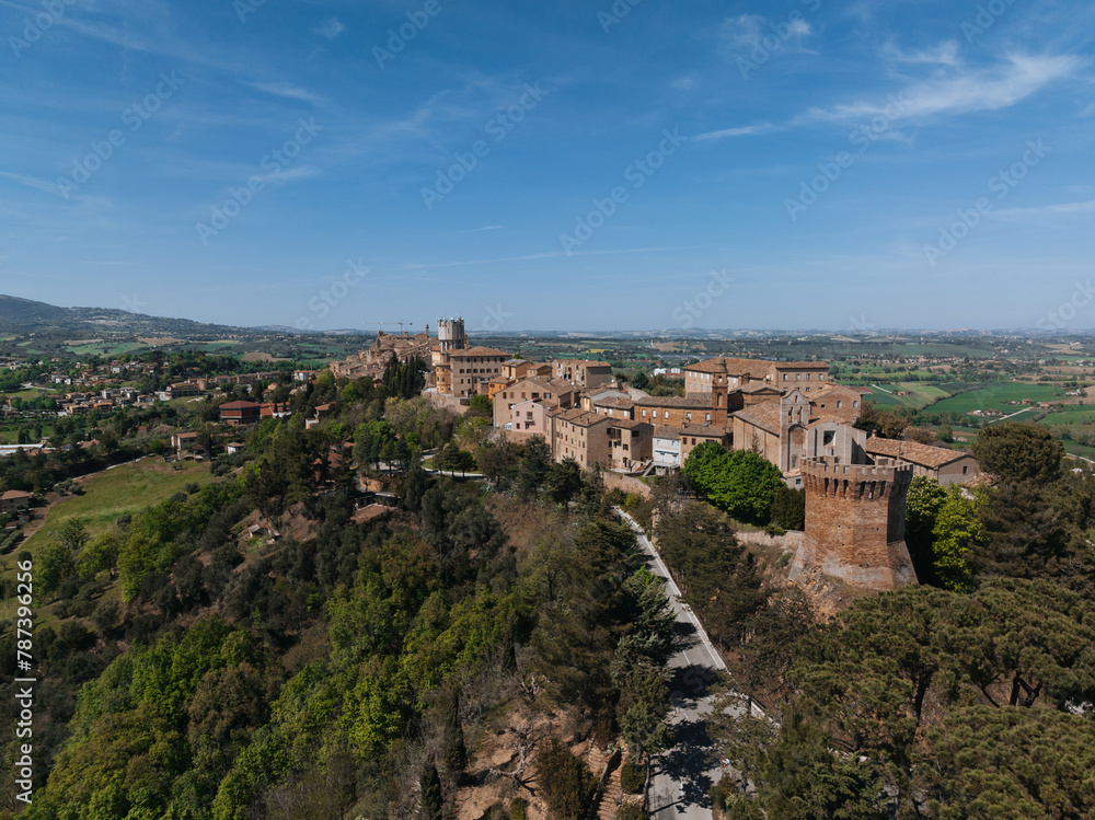 Ancient city of Trea in central Italy from a bird's eye view