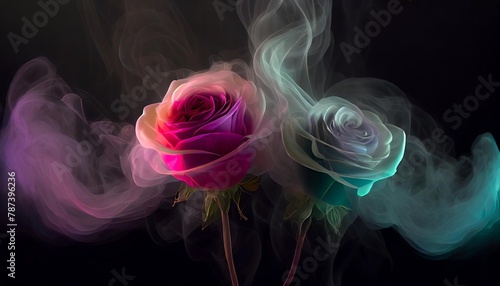 Whispers of Fantasy: Ethereal Blooms Amidst Mystical Smokes