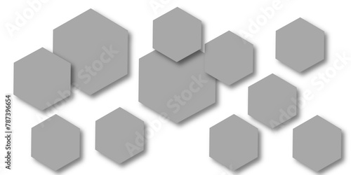 Abstract gray hexagon and hexagonal lines on white background. abstract 3d hexagonal background with shadow. Vector illustration. Hexagonal honeycomb pattern background with space for text.