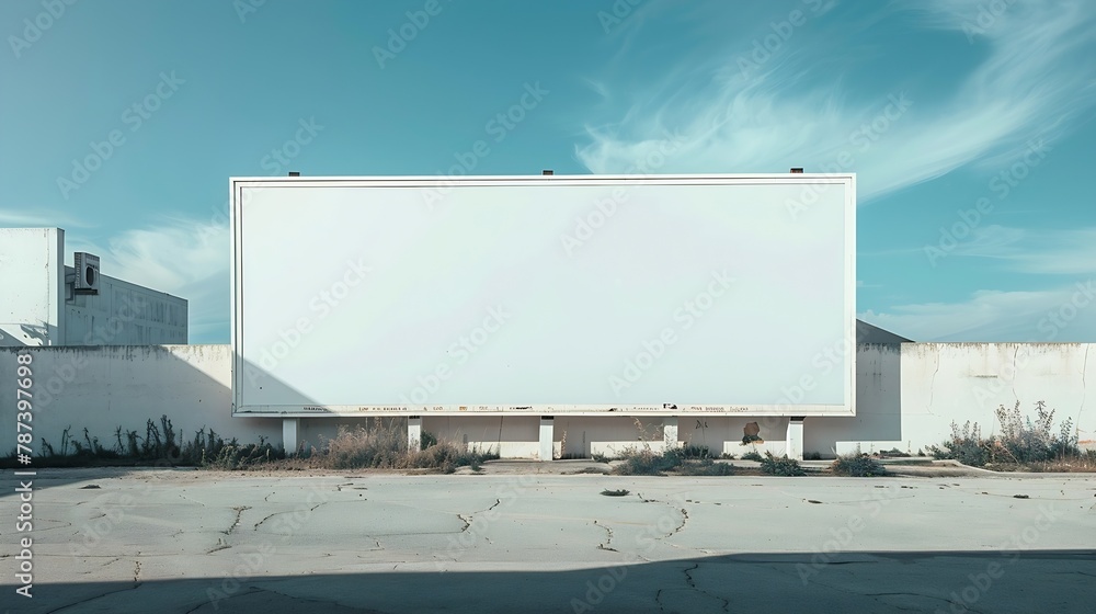Obraz premium Empty white Billboard for presentation your design Retail advertising and commerce concept Urban outdoor mockup : Generative AI