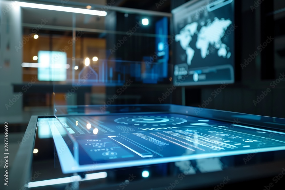 Modern interface on a transparent digital screen Modern interface on a transparent digital screen