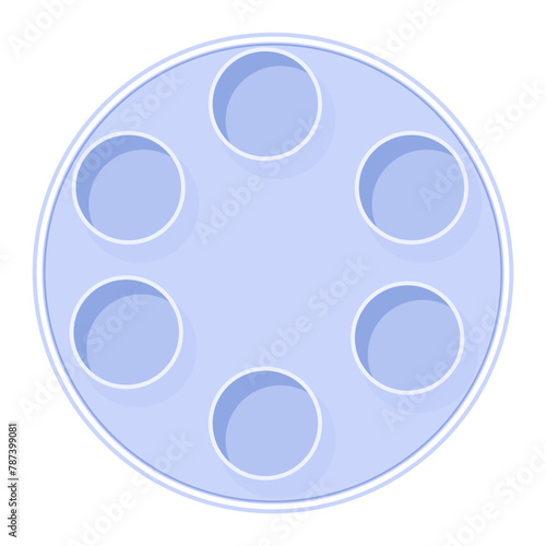 Blue round empty seder plate