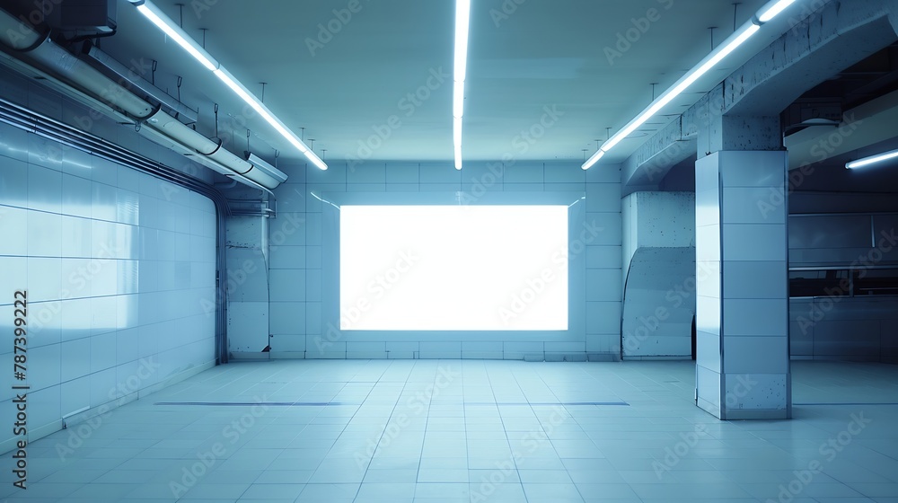 Indoor outdoor city light mall shop template Blank billboard mock up in a subway station underground interior Urban light box inside advertisement metro airport vertical : Generative AI Indoor outdoor city light mall shop template Blank billboard mock up in a subway station underground interior Urban light box inside advertisement metro airport vertical : Generative AI