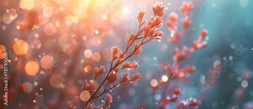 Radiant Pink Heather Blossoms with Ethereal Bokeh Background. Generative AI