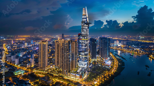 Aerial view of Landmark 81 in Ho Chi Minh city photo