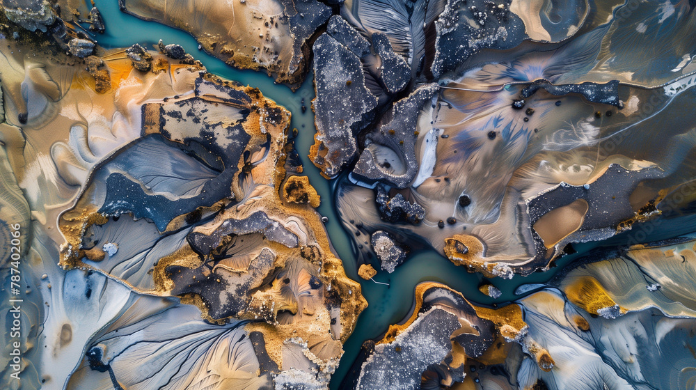Mesmerizing aerial landscapes capture natural formations and vibrant colors, offering a bird's eye view of Earth's diverse beauty.