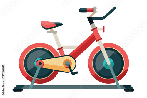 Red Stationary Exercise Bike Illustration for Fitness Workouts