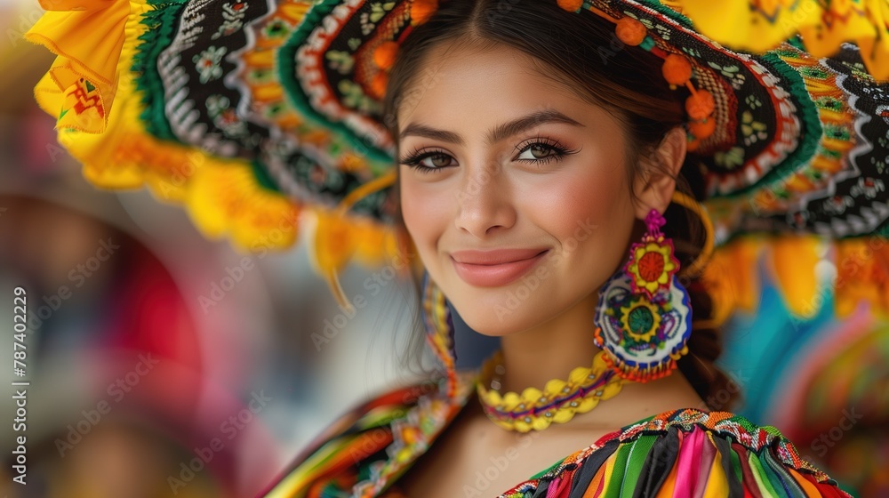 Portrait of Mexican Woman in Cinco de Mayo