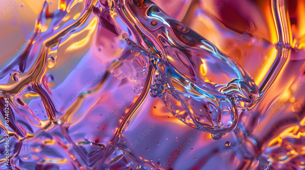 Fototapeta premium Abstract glass designs, renowned for intricate details and dynamic shapes, create mesmerizing visuals against vibrant, modern backdrops.