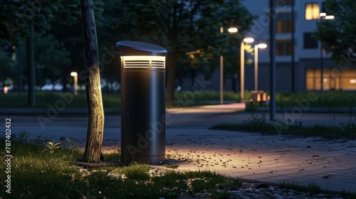 Wallpaper Mural Public trash can with solarpowered lights for added visibility at night. . Torontodigital.ca