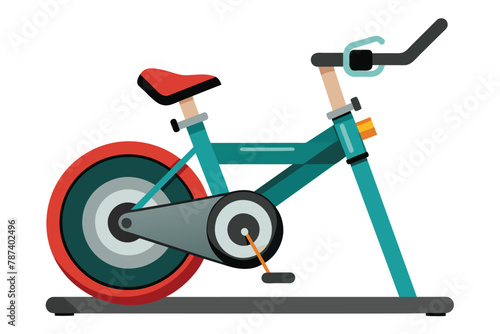 Indoor Cycling Stationary Exercise Bike Flat Vector Illustration