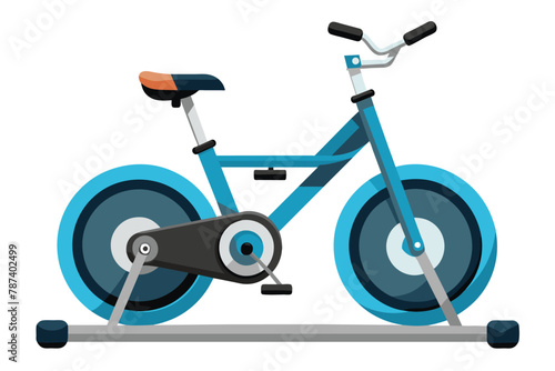 Illustration of a blue stationary exercise bike for indoor cycling and fitness workout
