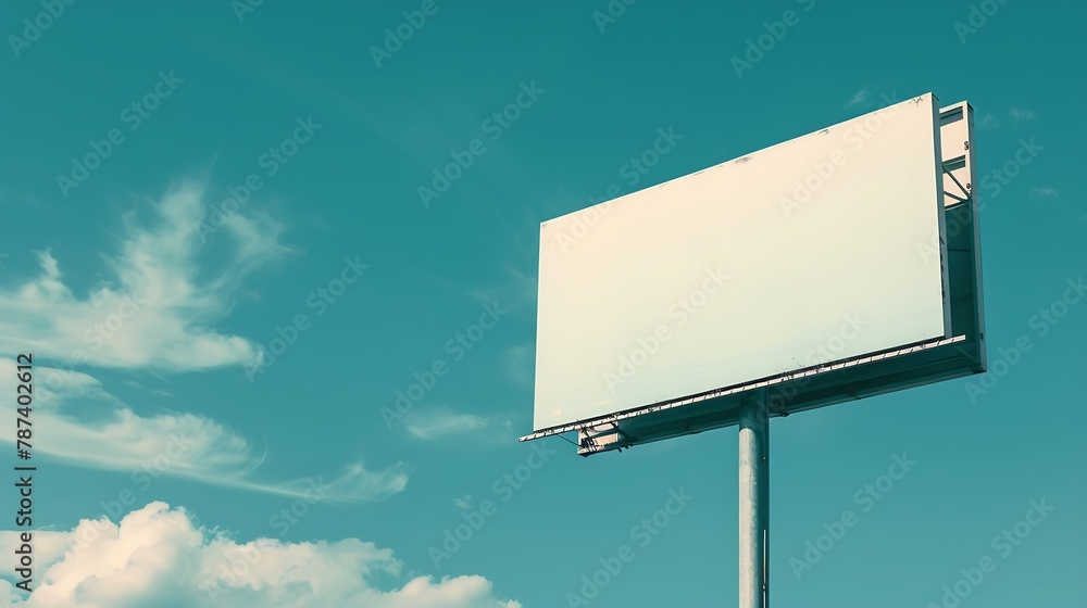 Blank billboard for advertising against blue sky : Generative AI Blank billboard for advertising against blue sky : Generative AI