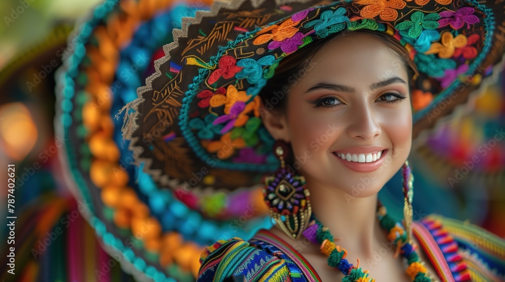Portrait of Mexican Woman in Cinco de Mayo Portrait of Mexican Woman in Cinco de Mayo