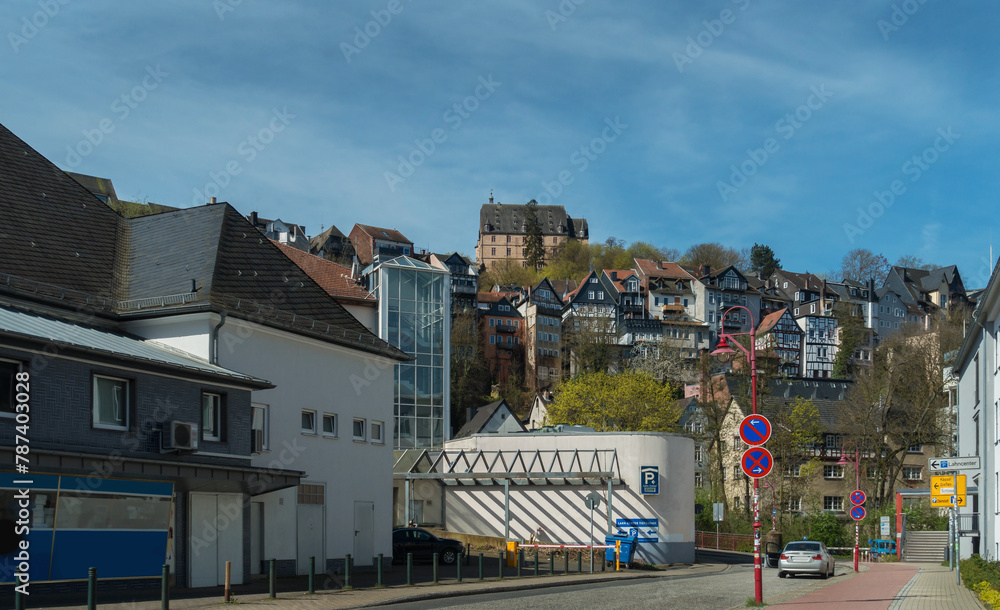 Ansicht Stadt nach Altstadt am Berg Marburg