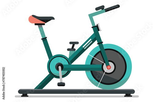 Indoor Cycling Stationary Exercise Bike Vector Illustration. Fitness Equipment in Modern Flat Design Style.