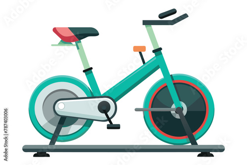 Stationary Exercise Bike Vector Illustration. Indoor Cycling Fitness Equipment for Gym Workouts and Training.
