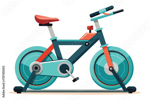 Modern Exercise Bike Illustration for Fitness Workout and Home Gym Training on White Background