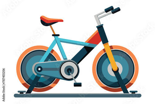 Modern Flat Design Stationary Exercise Bike for Home Fitness and Cardio Workout Illustration