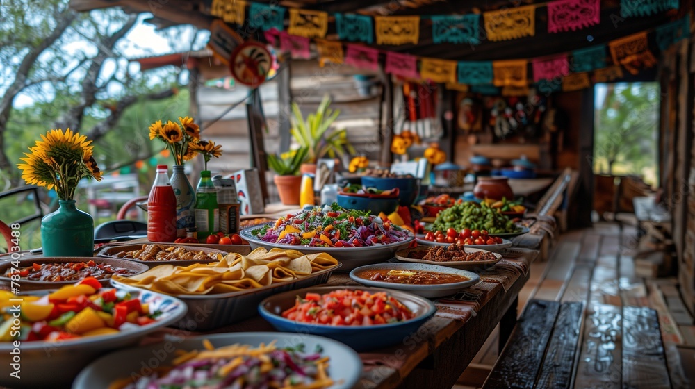 Mexican people celebrate the Cinco de Mayo festival in the streets of the city