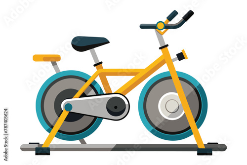 Flat Design Illustration of an Exercise Bike for Fitness and Home Workout