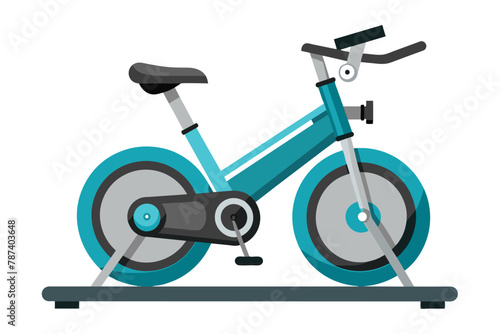 Flat Vector Illustration of a Teal Exercise Stationary Bike for Fitness Workout